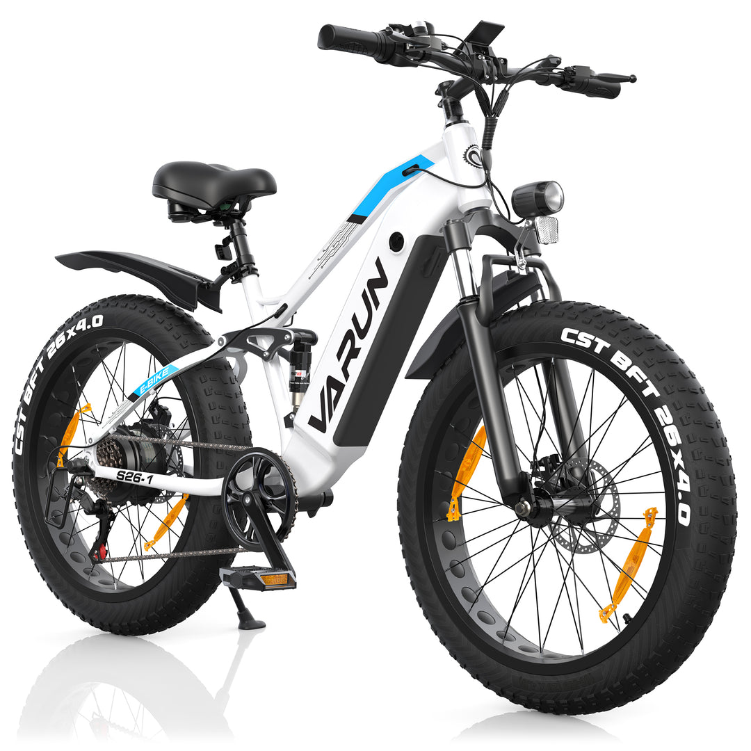 Fat Tire E-Mountainbike Pedelec Vélo électrique tout terrain à suspension complète 90 Nm Batterie amovible longue portée - Varun Ballistic 26'' E-Bike