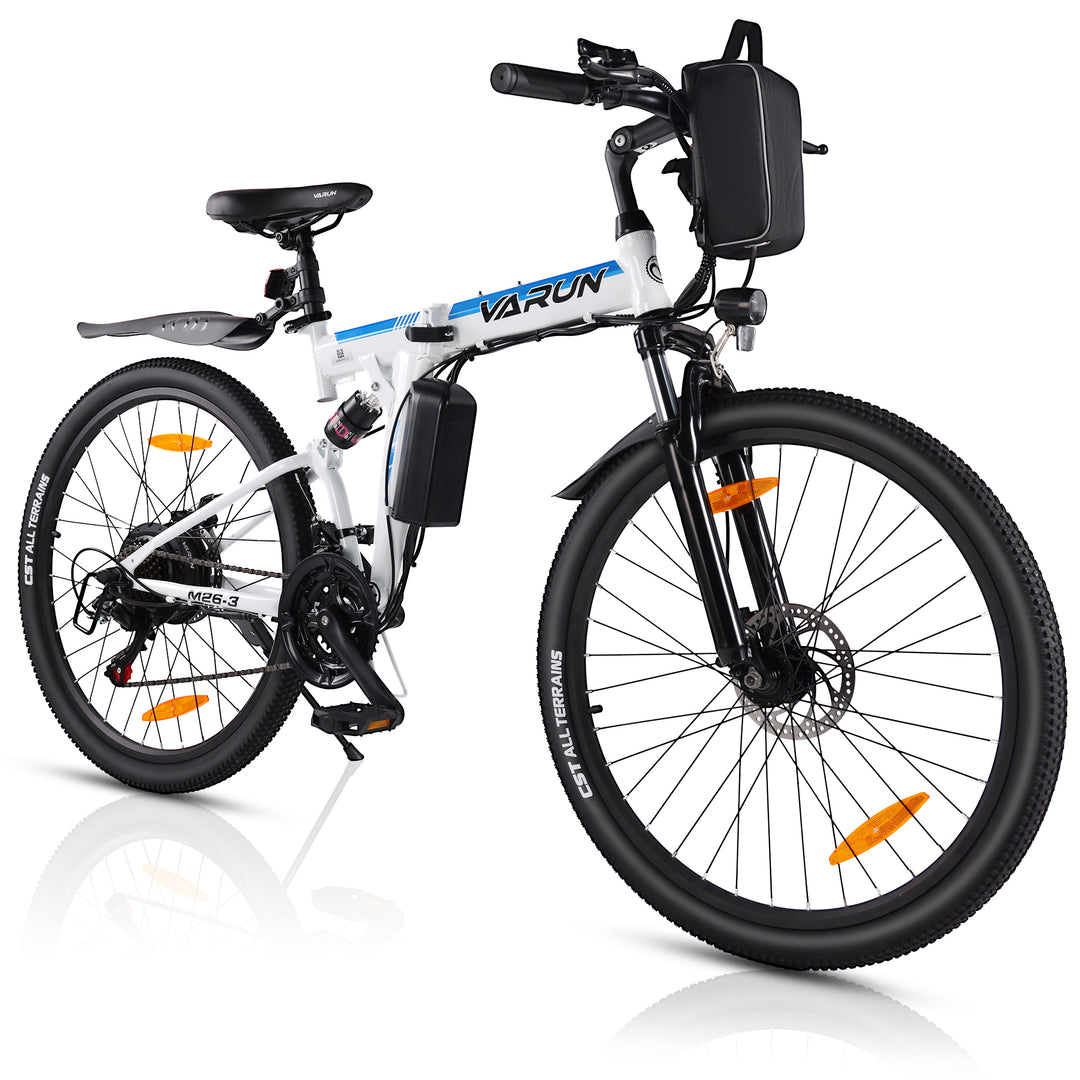 VARUN Folding Electric Bike for Adults - Peak 500W Fat Tire Electric Bike with 48V 7.8Ah Anti-Theft Battery - Full Suspension Ebike for All Terrains Up to 25+MPH, 60+ Miles