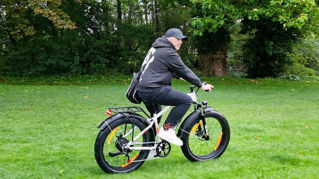 The man is enjoying riding the M26-2 plus