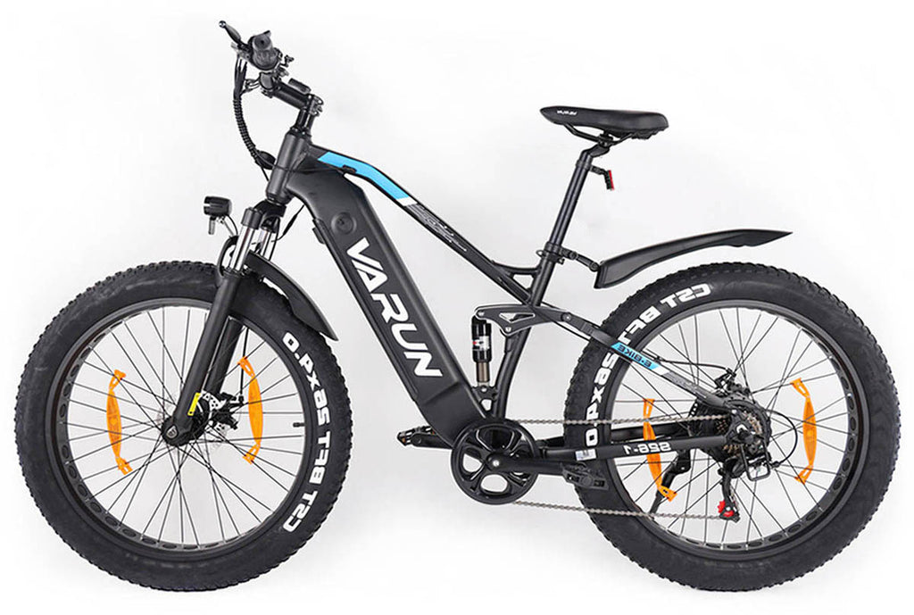 Fat Tire E-Mountainbike Pedelec Vélo électrique tout terrain à suspension complète 90 Nm Batterie amovible longue portée - Varun Ballistic 26'' E-Bike
